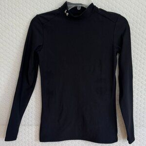 Under Armour Black Compression L Sleeve Mock Neck Top - Warm- Size M VG